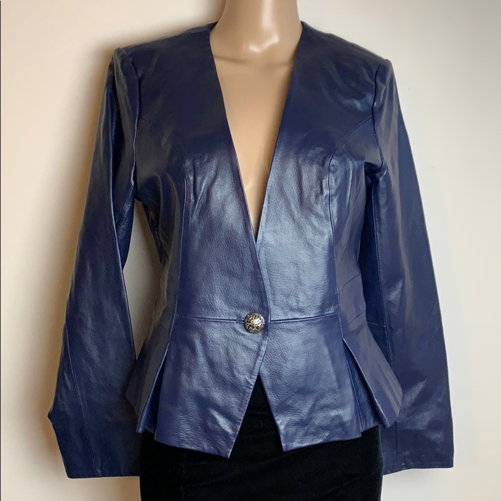Hal Rubenstein Indigo-Violet-Blue Leather Jacket